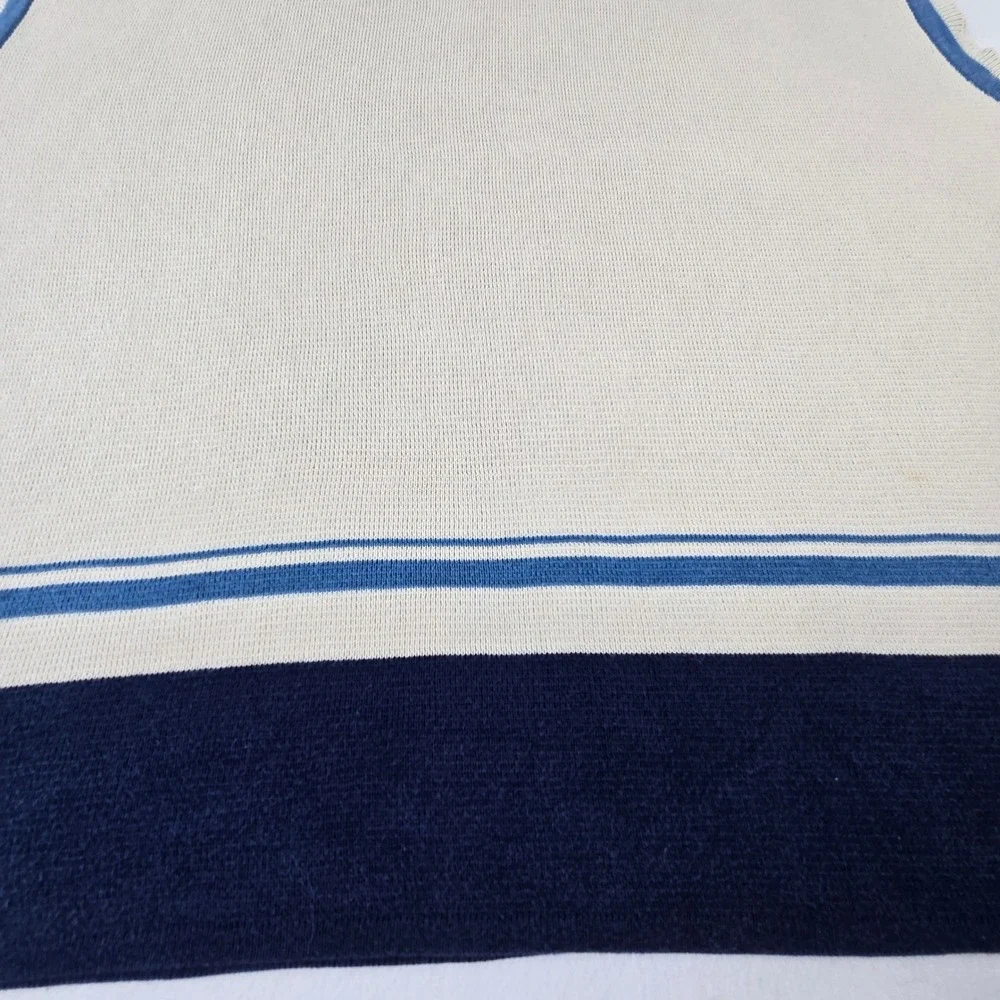 Nike Sweater Vest Mens XXL Cream  Vintage V-Neck Cotton Colorblock Striped (
